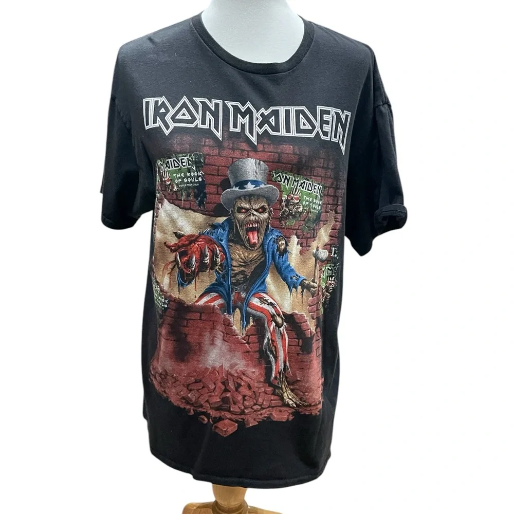 Iron Maiden The Book Of Souls US Tour 2017 T-Shirt Black Band Tee Men’s Large - Picture 2 of 11